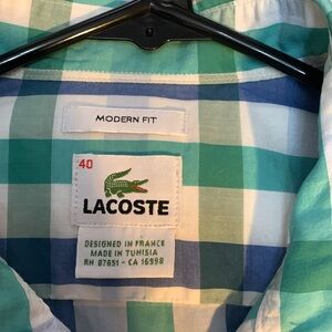 Lacoste Men's Green Plaid Shirt